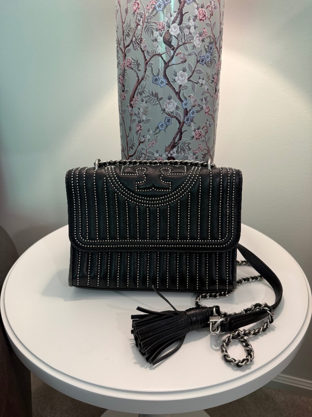 Tory Burch Black Fleming Studded Convertible Shoulder Bag